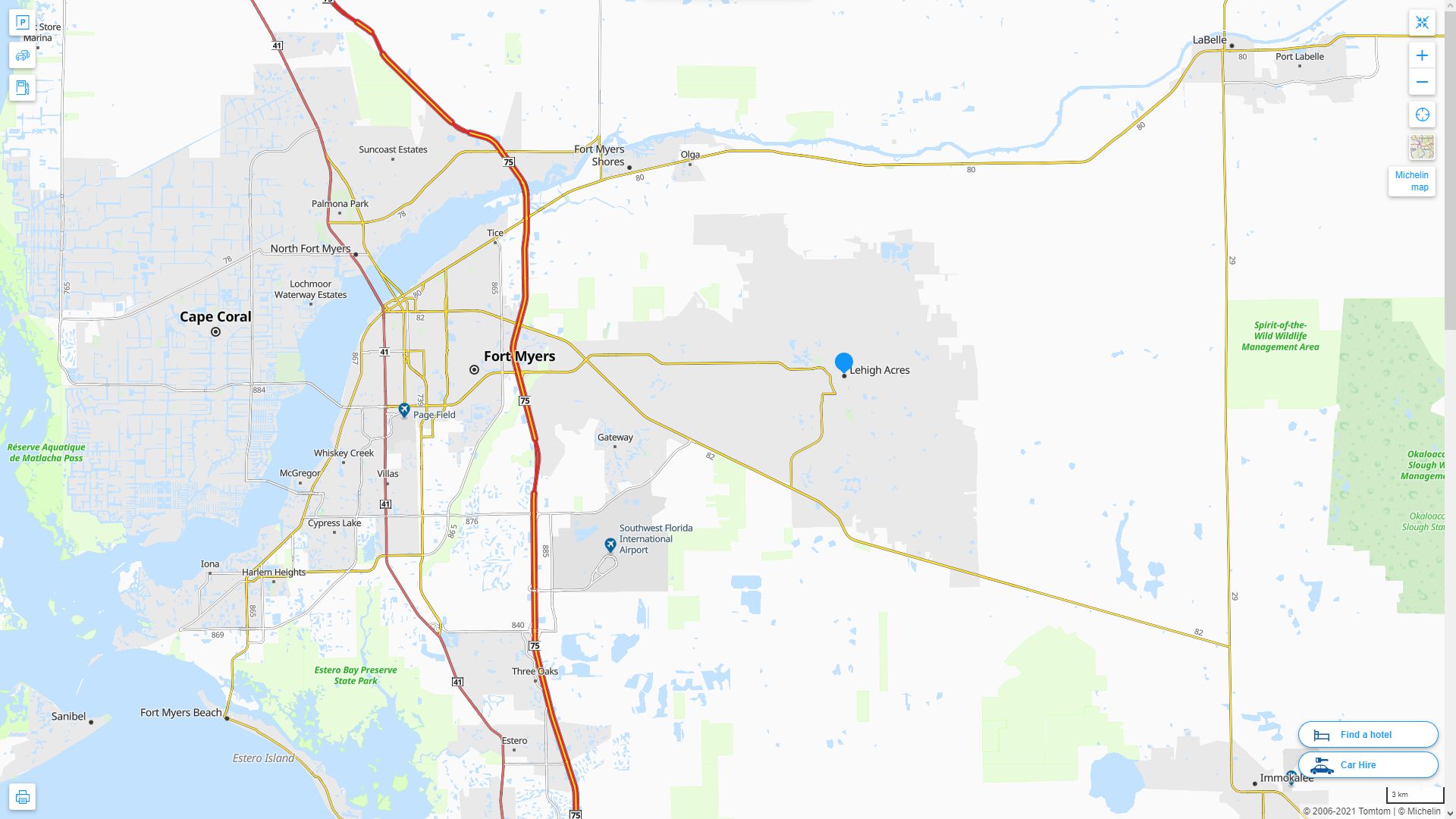 Lehigh Acres Florida Highway and Road Map